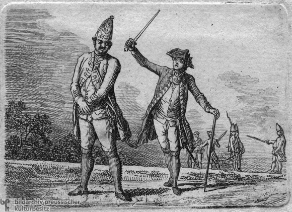 Erste Militärstrafe: Wie ein ehrlicher Mann Prügel empfängt (1776) 